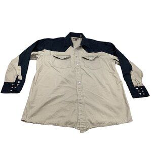 Outlaw Western Wear Men's XXL Two-Tone Beige & Black Button-Down Shirt